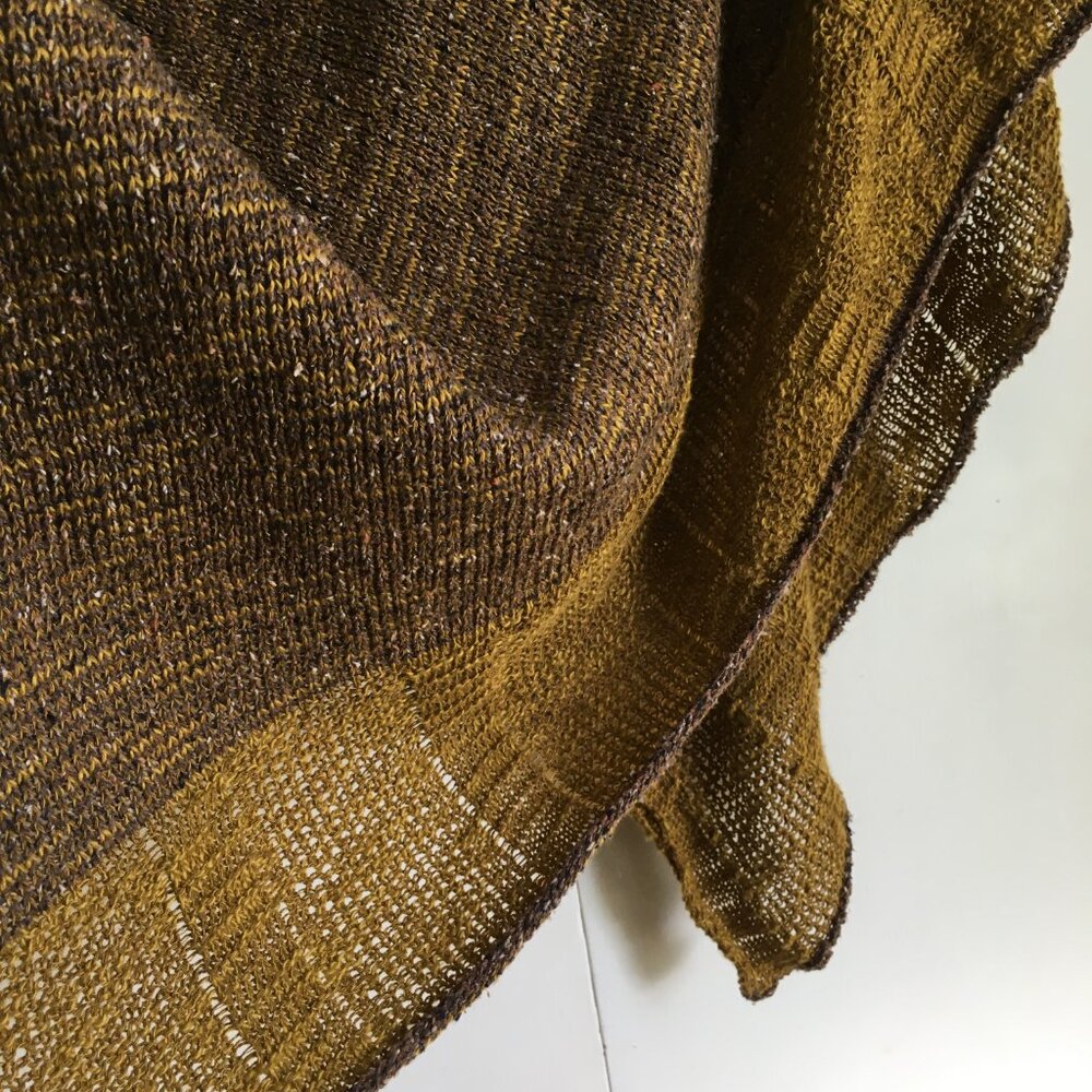 Bill Baber Scotland Linen Cotton Knit Cape Shawl Harvest Gold One Size - Picture 7 of 16